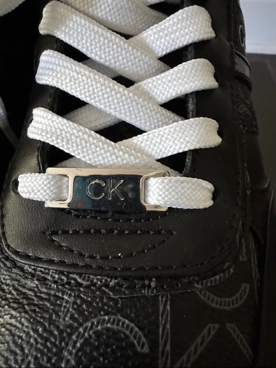 Calvin Klein Black and White Women’s Logo Lace-Up Sneakers - Picture 8 of 8